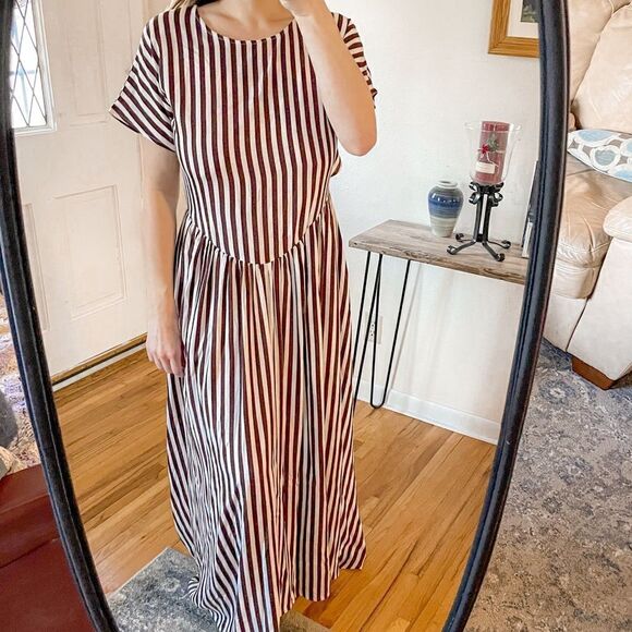 Jens Pirate Booty French Stripe Navi Maxi Dress L - Picture 2 of 9